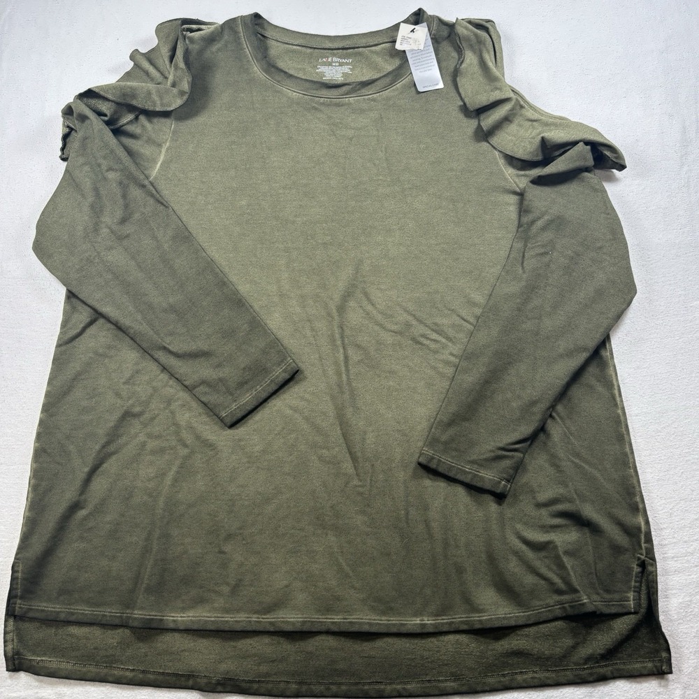 Lane Bryant Women's‎ Green Ruffle Shoulder Tunic 18/20